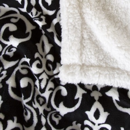 Hastings Home Hastings Home Fleece Sherpa Blanket Throw - Black/White 708814OTR